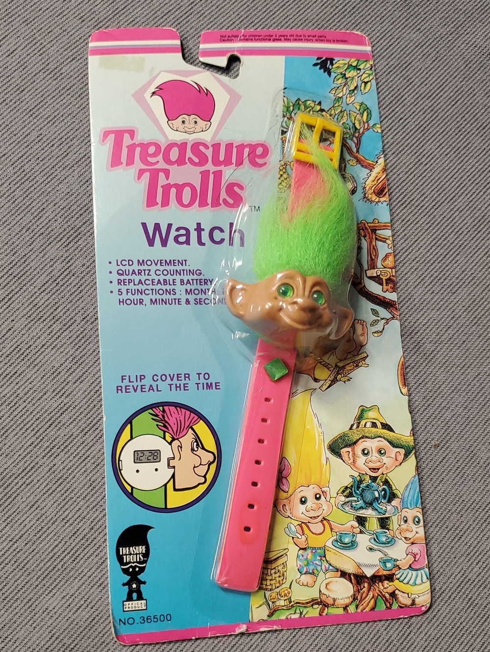 Vintage 1992 Treasure Troll Watch Green Hair Sealed In Package